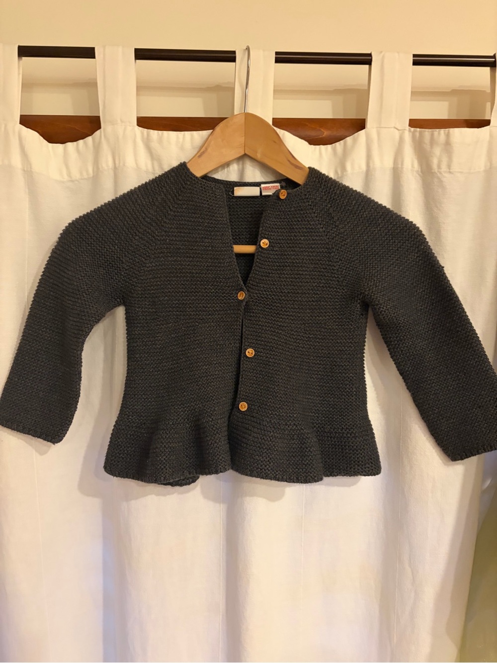 Zara Girls' Charcoal Peplum Knit Cardigan